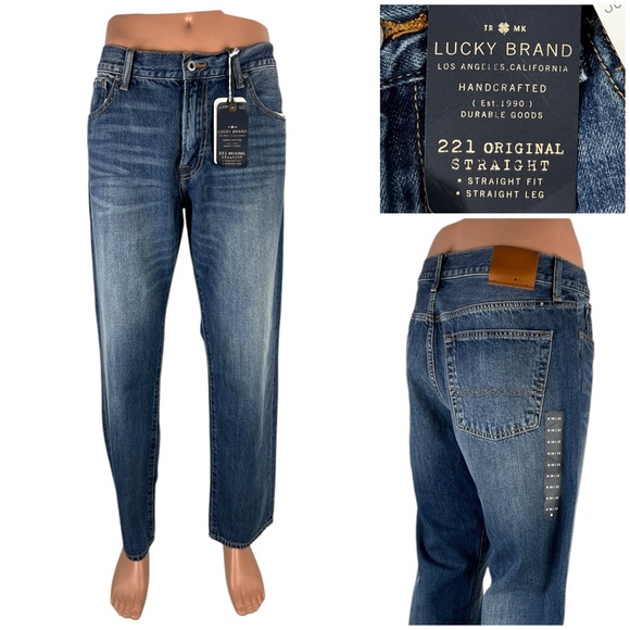 Lucky Brand Mens 34 X 32 (Actual) Jeans 221 Blue Straight NWT READ DESCRIPTION